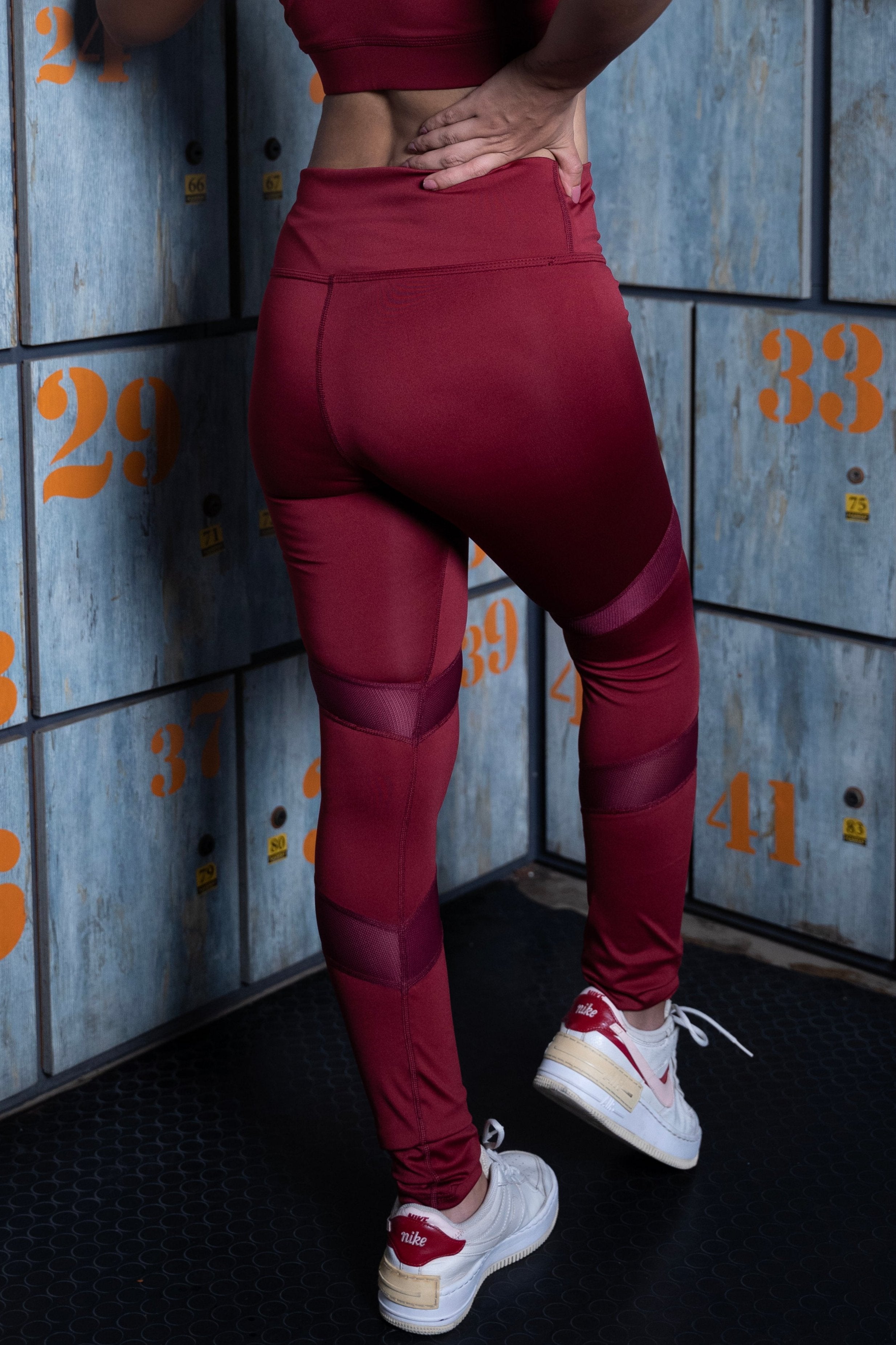 Maroon mesh leggings best sale